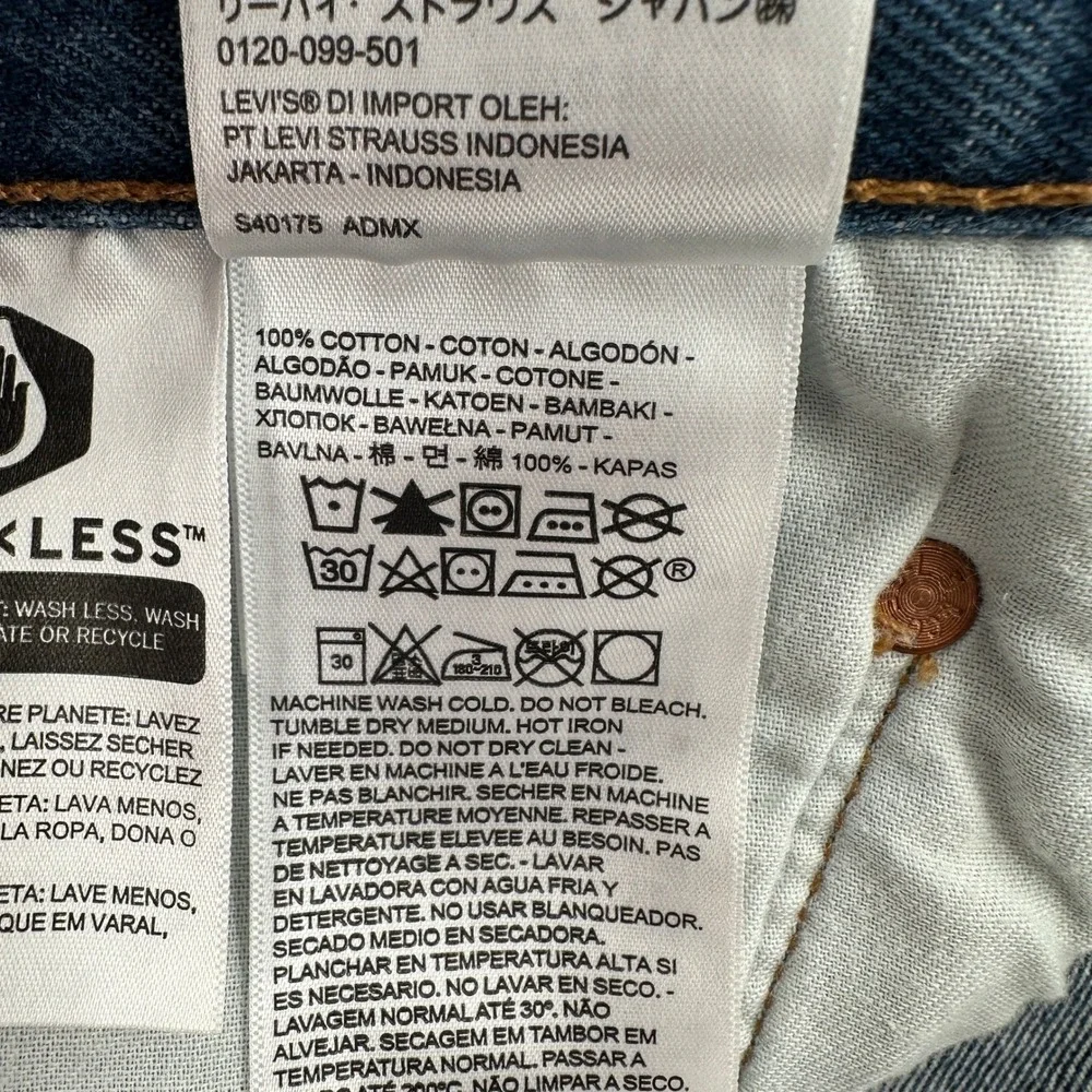 Levi's 501 Jeans  Dark Wash Blue Denim Classic Fit Button Fly Mens W44 L 27.5